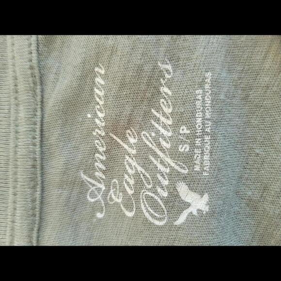 NWT American Eagle Outfitters small green long sleeve deep v tee shirt - Picture 3 of 4